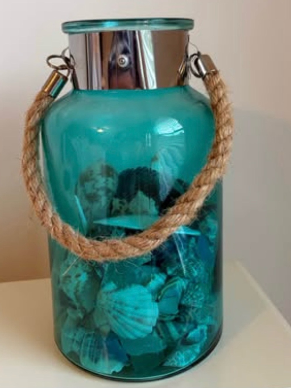 Coastal Themed Glass Jar with Seashells and Rope Accent - Picture 5 of 5